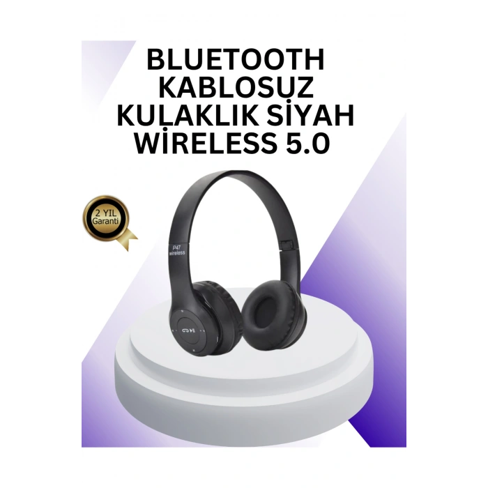 Bluetooth 5.0 Kablosuz Kulak Üstü Kulaklık | Stereo Ses ve Katlanabilir Tasarım