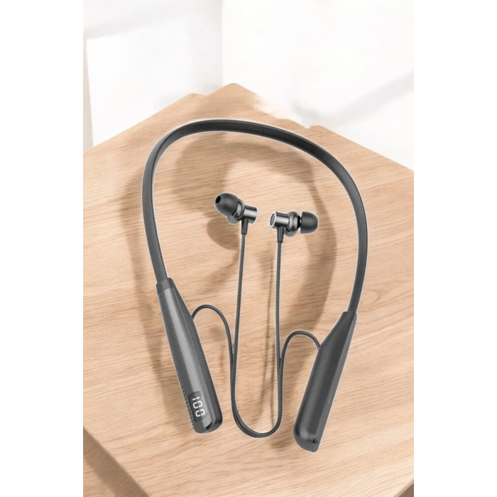 Boyun Askılı Bluetooth Kulaklık Uzun Şarj Süreli Dijital Göstergeli Kablolu