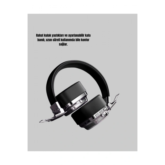 Kablosuz Kulak Üstü Bluetooth Kulaklık Güçlü Bas ve Katlanabilir Tasarım