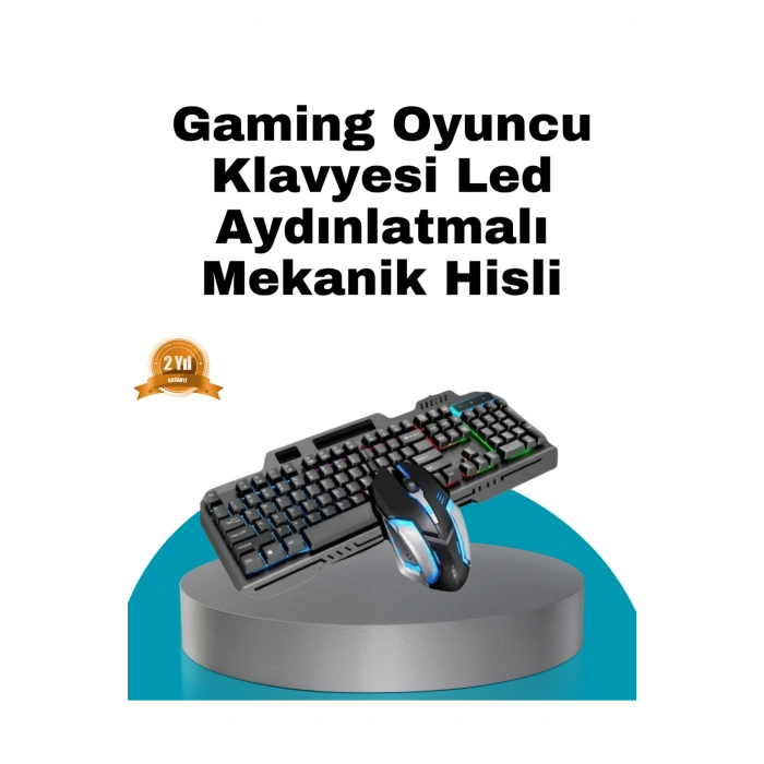 Mekanik Oyuncu Seti – LED Işıklandırma ve Ergonomik Mouse