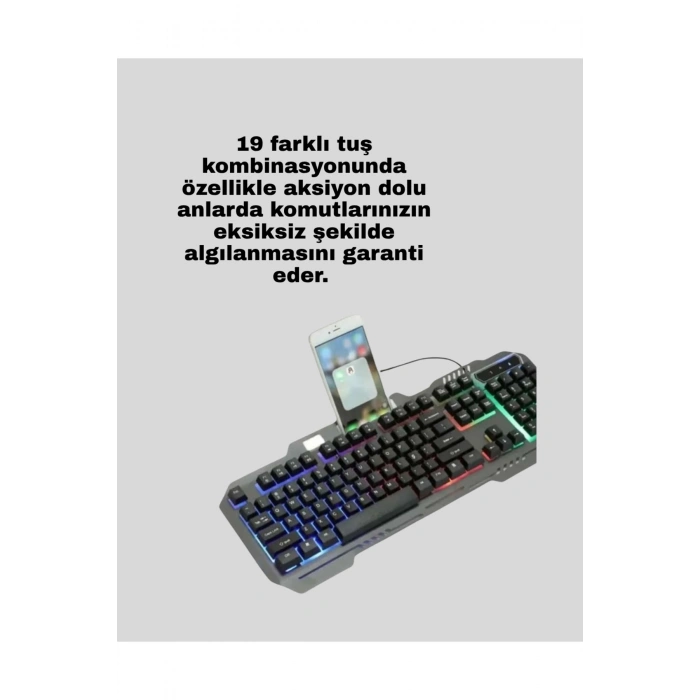 Mekanik Oyuncu Seti – LED Işıklandırma ve Ergonomik Mouse