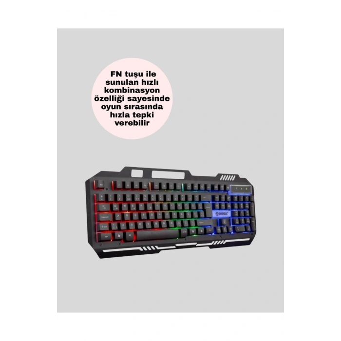 Mekanik Oyuncu Seti – LED Işıklandırma ve Ergonomik Mouse