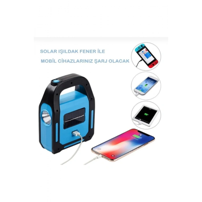 Güneş Enerjili Işıldak ve Powerbank Özellikli Kamp Lambası