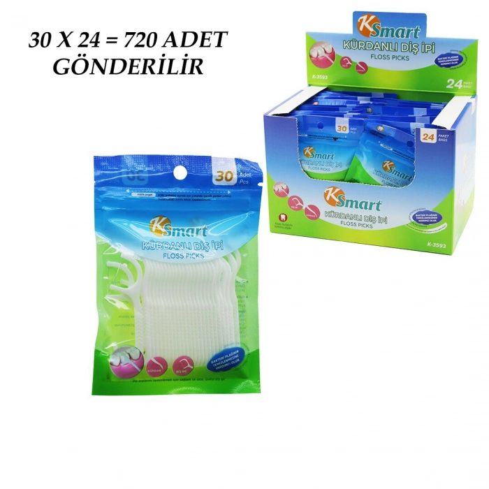 720 ADET POŞETLİ KÜRDANLI DİŞ İPİ = 30PCS X 24 (5324)