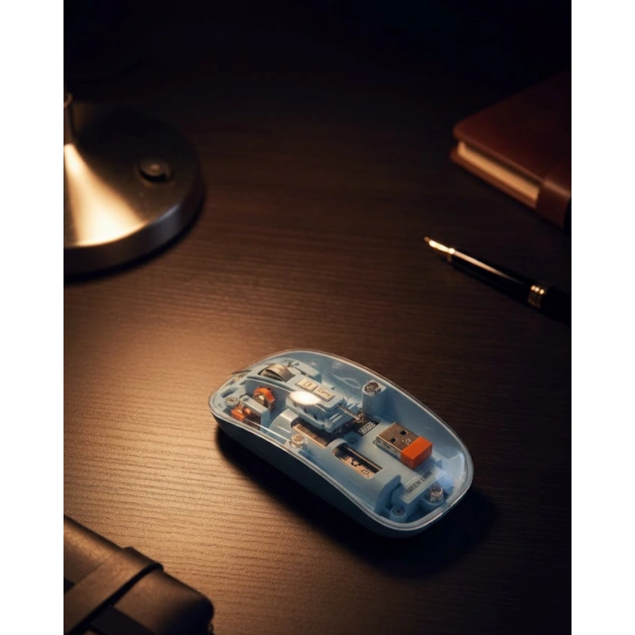 800 1600 DPI Ayarlanabilir Mavi Kablosuz Mouse Pilli