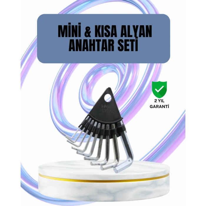 9 Parça Alyan Anahtar Seti Altıgen Uçlu Mobilya ve Tamir İçin