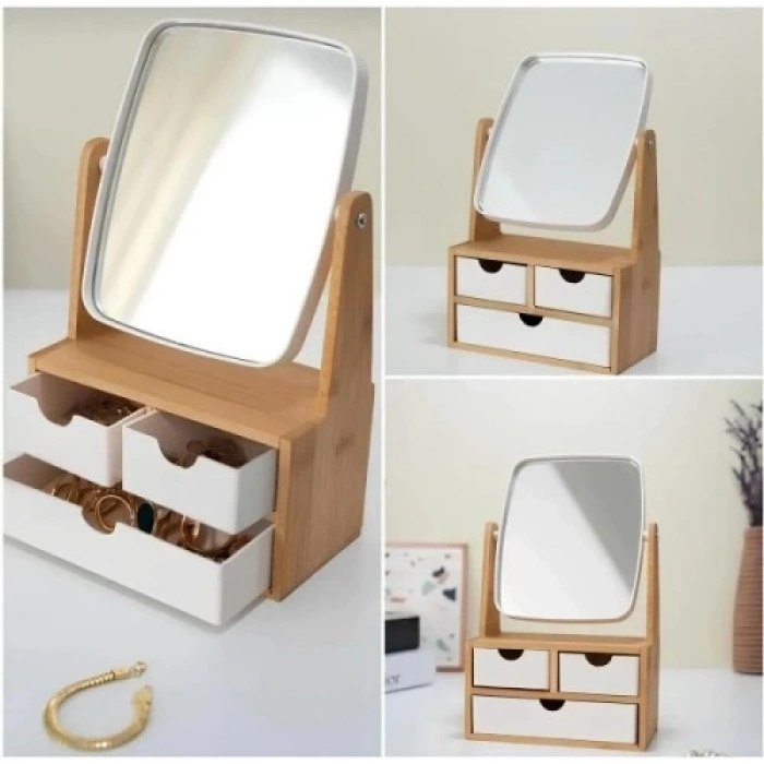 Ahşap 3 Çekmeceli Ayna