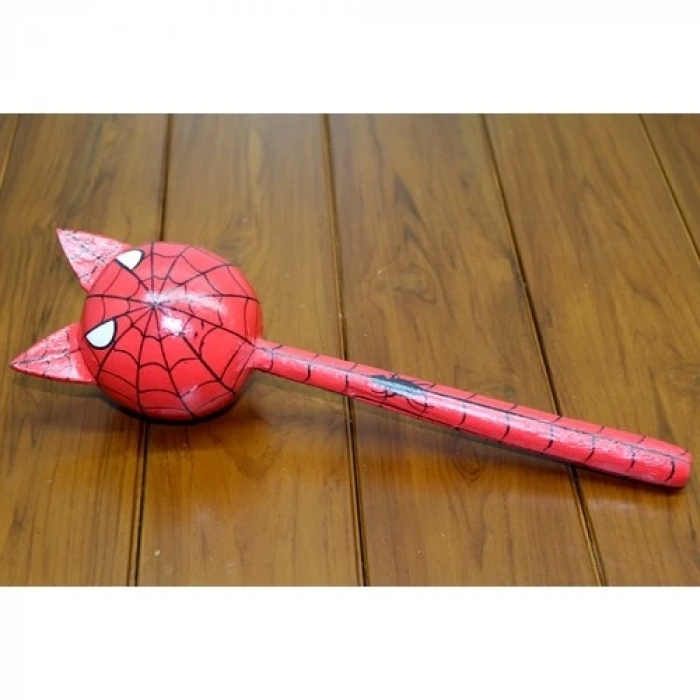 Ahşap Kedili Spiderman Marakas Tekli