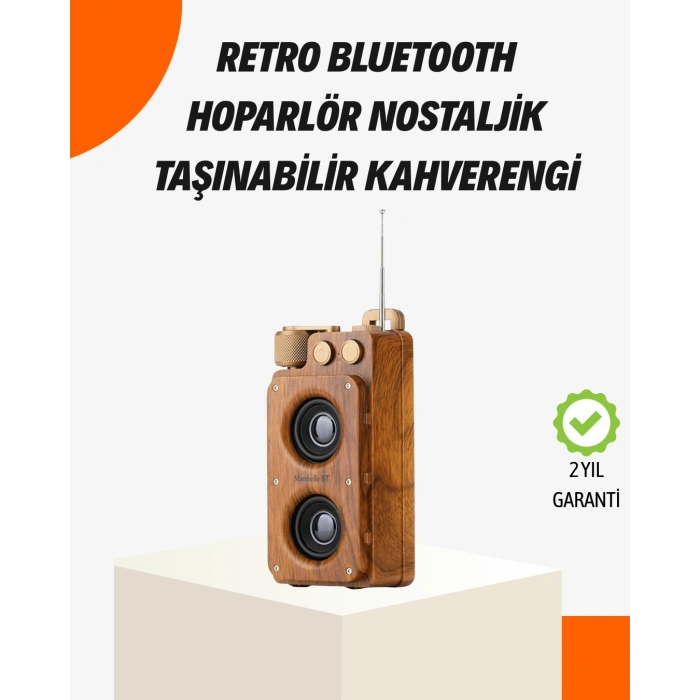 Ahşap Tarzı Kablosuz Hoparlör 5W Güçlü Bass TF USB AUX