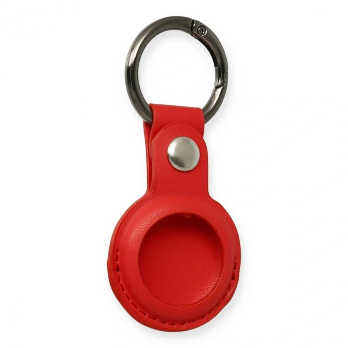 Airtag Anahtarlık Deri Kılıf - Kırmızı