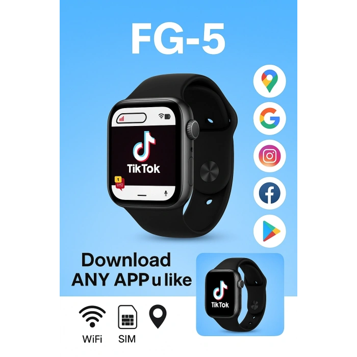 Akıllı Saat 5G SIM Destekli | Tüm Uygulamaları Yükleyebilme | WiFi GPS FG-5