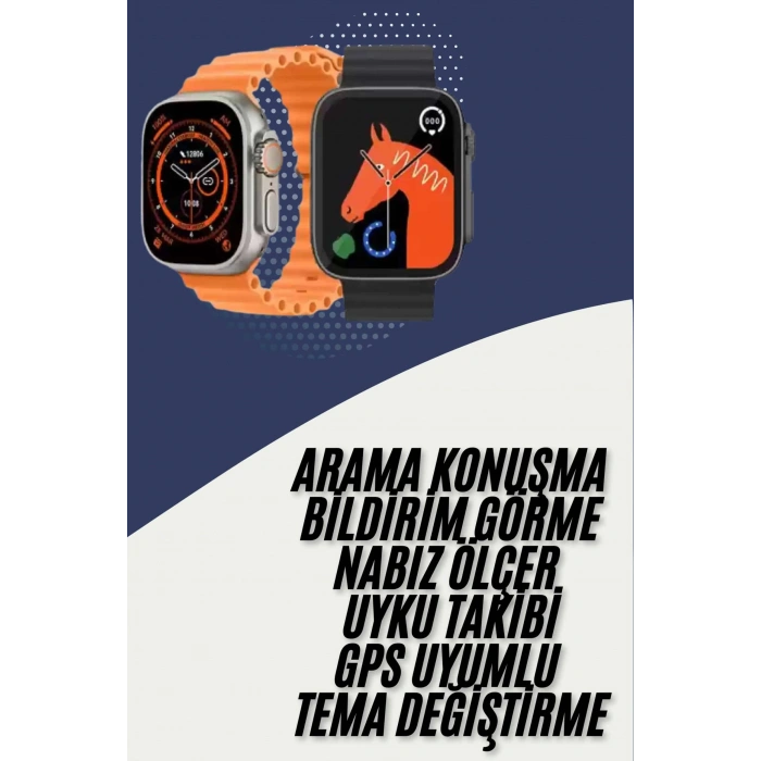 Akıllı Saat Kordon Hediyeli Güçlü Batarya Kapasiteli Titreşimli Bildirim Görme Unisex