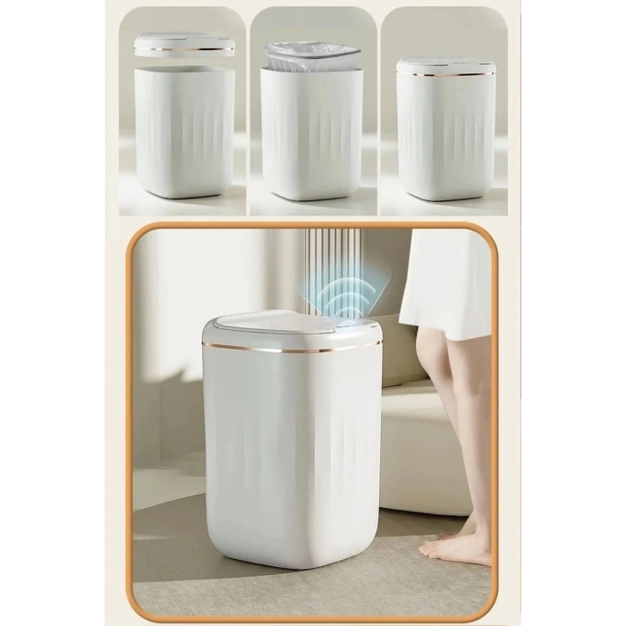 Akıllı Teknolojik Çöp Kutusu UV Işıklı Otomatik Aç Kapat Sensörlü Mutfak Banyo Ev 20L