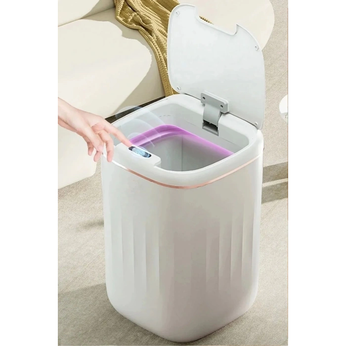 Akıllı Teknolojik Çöp Kutusu UV Işıklı Otomatik Aç Kapat Sensörlü Mutfak Banyo Ev 20L