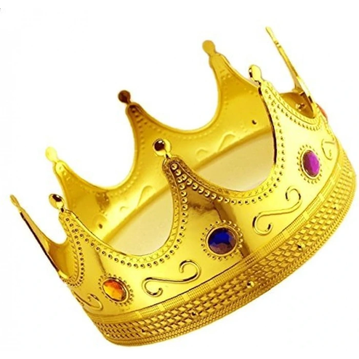 Altın Renk Yetişkin Çocuk Uyumlu Kral Tacı 60 cm (5324)