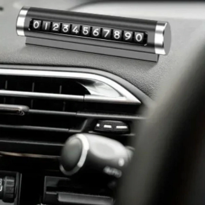 Alüminyum Kasa Siyah Renk Çevirmeli Araç Içi Telefon Numaratörü Park Oto Numaratörü (5324)