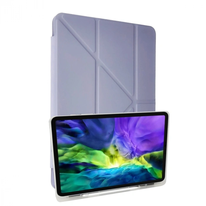 Apple İpad 10.2 (8.nesil) Kılıf Kalemlikli Mars Tablet Kılıfı - Lila