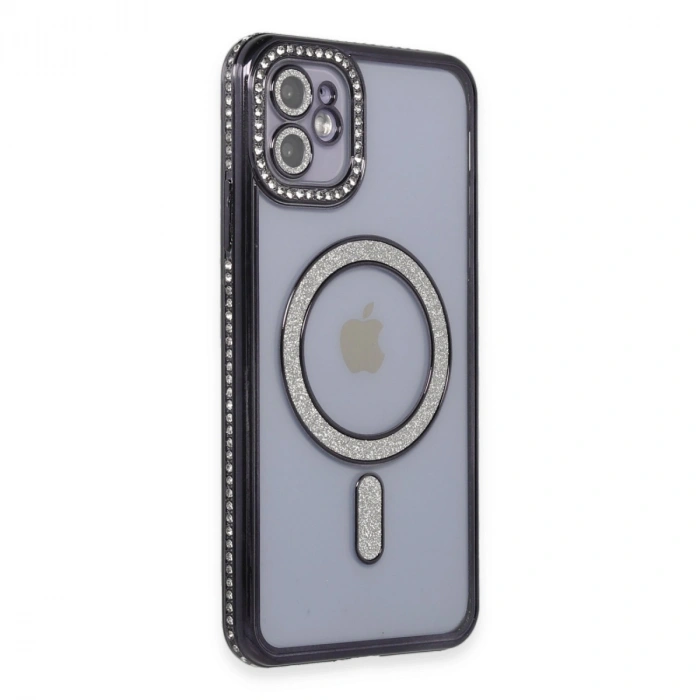 Apple İphone 11 Kılıf Joke Simli Magneticsafe Kılıf - Siyah