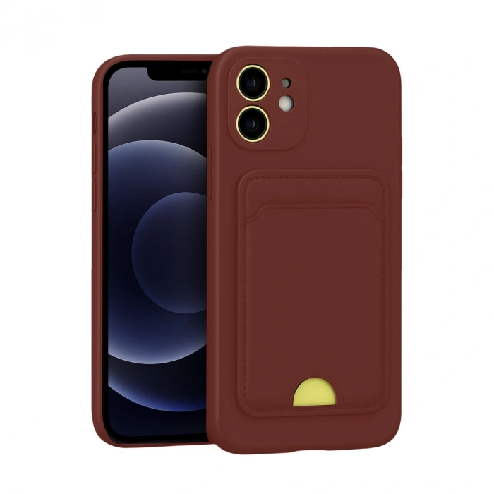 Apple İphone 11 Kılıf Kelvin Kartvizitli Silikon - Bordo