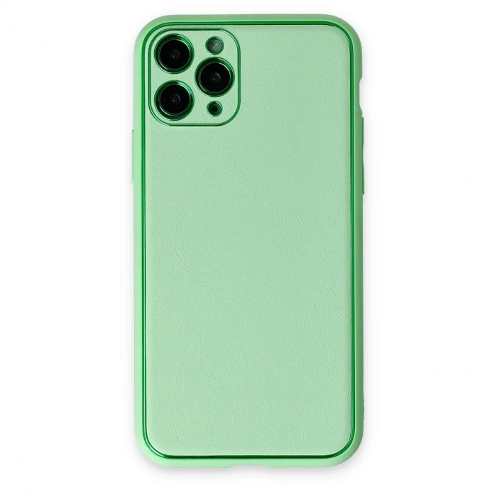 Apple İphone 11 Pro Kılıf Coco Deri Silikon Kapak - Açık Yeşil