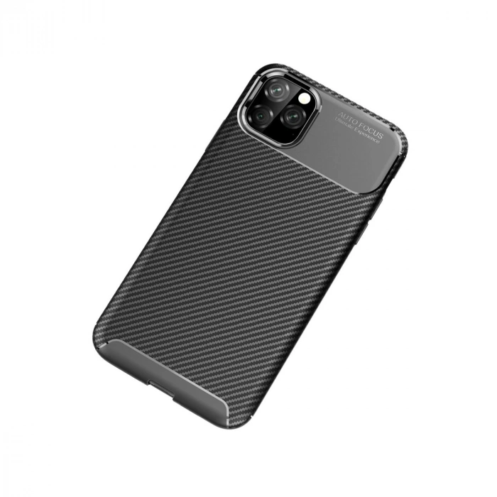 Apple İphone 11 Pro Max Kılıf Auto Focus Karbon Kapak - Siyah