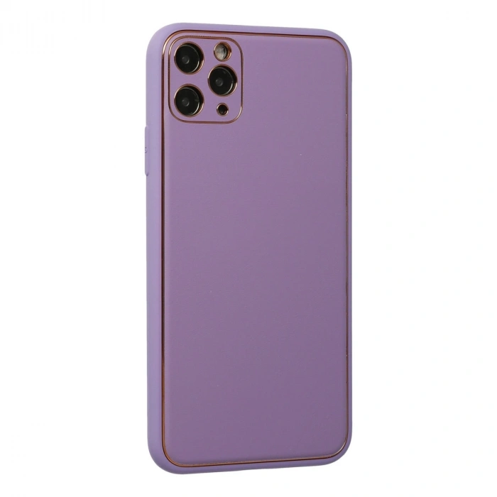 Apple İphone 11 Pro Max Kılıf Coco Deri Silikon Kapak - Lila