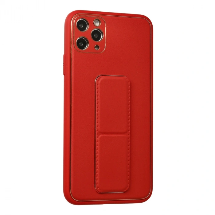 Apple İphone 11 Pro Max Kılıf Coco Deri Standlı Kapak - Kırmızı