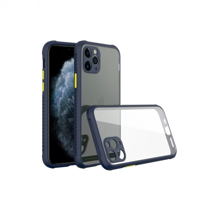 Apple İphone 11 Pro Max Kılıf Miami Şeffaf Silikon - Lacivert