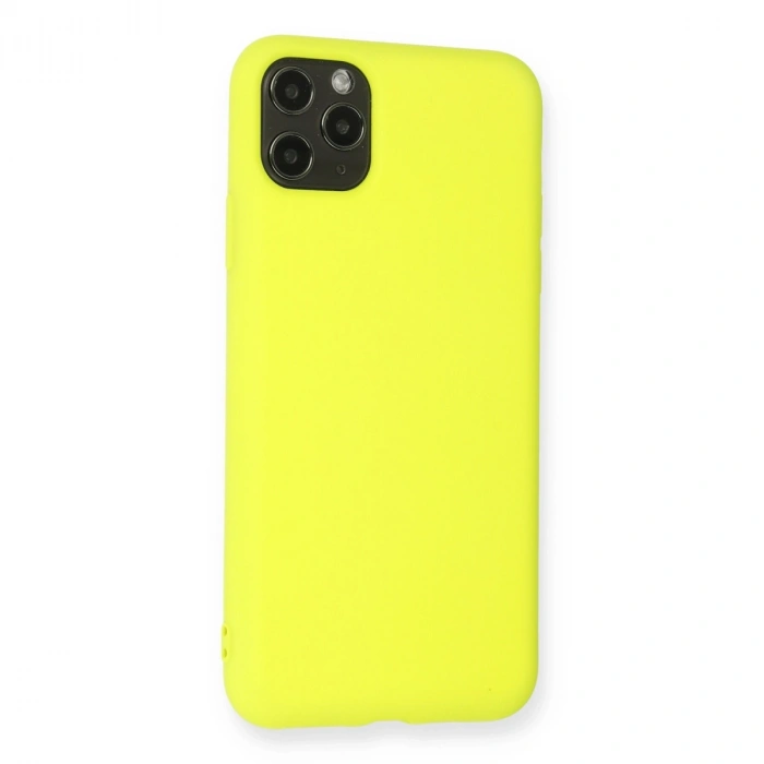 Apple İphone 11 Pro Max Kılıf Nano İçi Kadife Silikon - Sarı