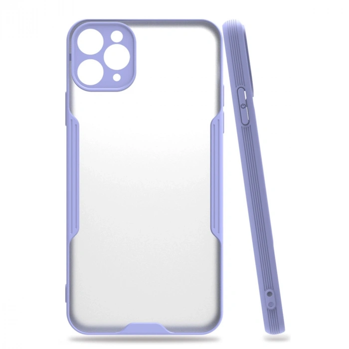 Apple İphone 11 Pro Max Kılıf Platin Silikon - Lila