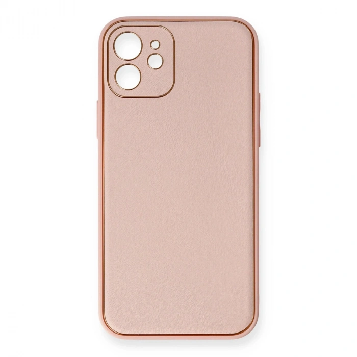 Apple İphone 12 Kılıf Coco Deri Silikon Kapak - Pembe