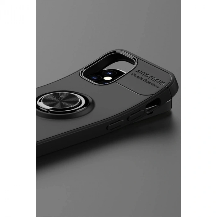 Apple İphone 12 Mini Kılıf Range Yüzüklü Silikon - Siyah-mavi