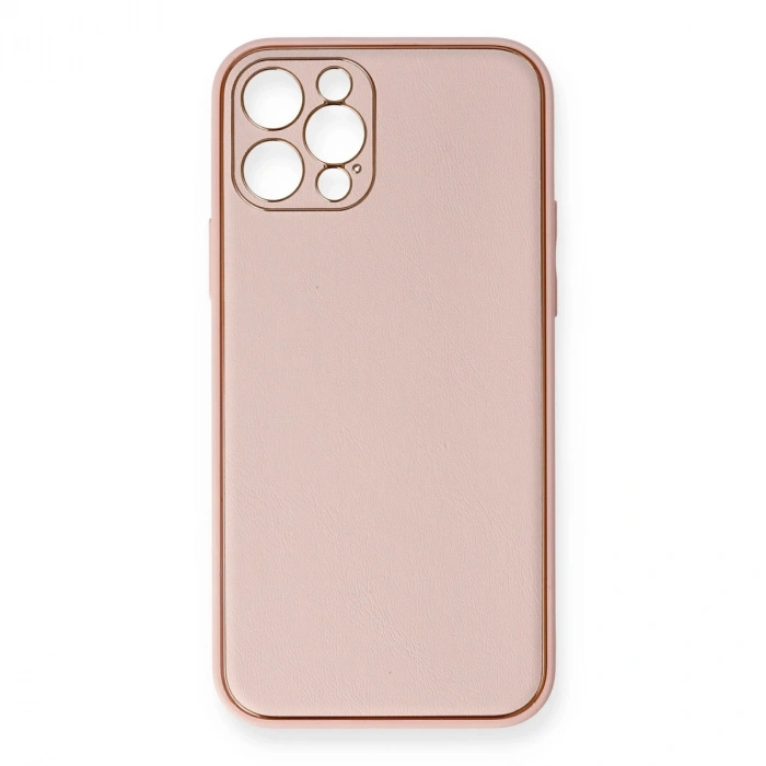 Apple İphone 12 Pro Kılıf Coco Deri Silikon Kapak - Pembe