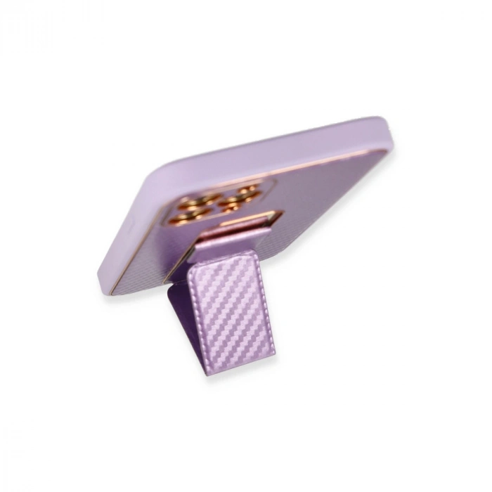 Apple İphone 12 Pro Kılıf Coco Karbon Standlı Kapak - Mor