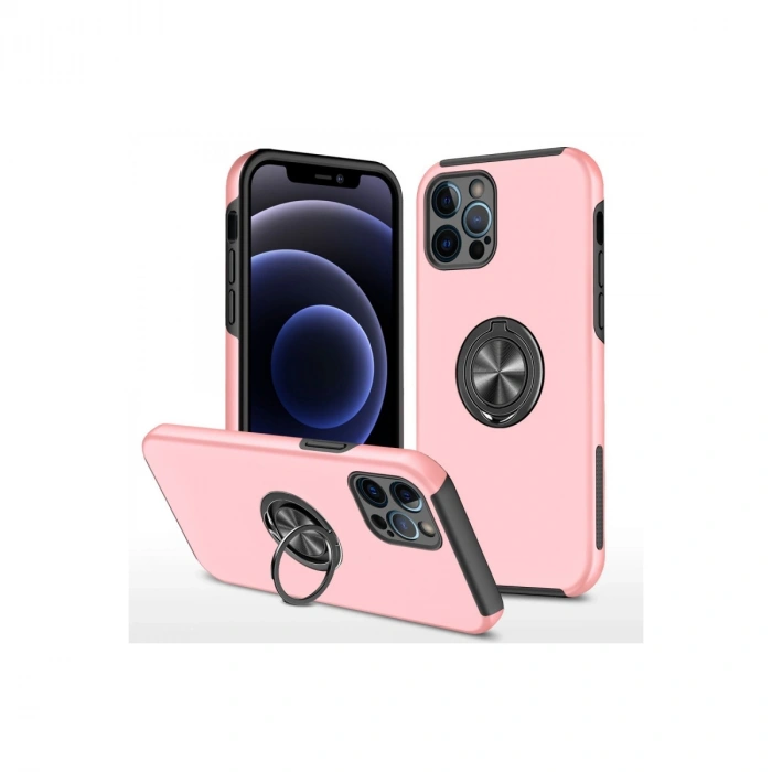 Apple İphone 12 Pro Kılıf Elit Yüzüklü Kapak - Pembe