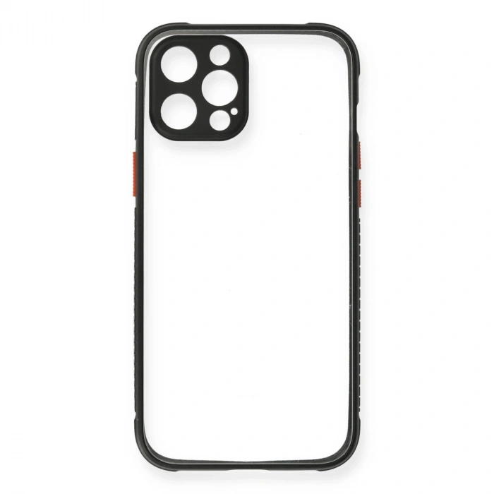 Apple İphone 12 Pro Kılıf Miami Şeffaf Silikon - Siyah