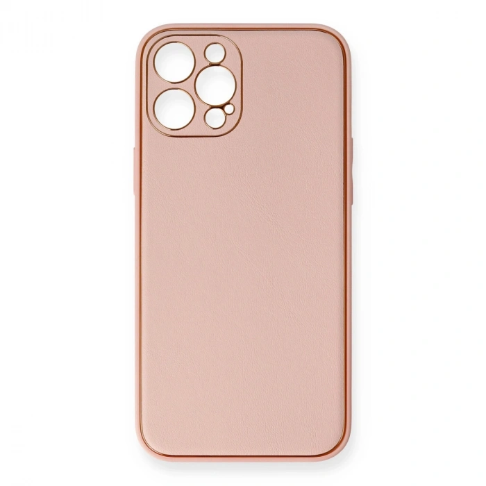 Apple İphone 12 Pro Max Kılıf Coco Deri Silikon Kapak - Pembe