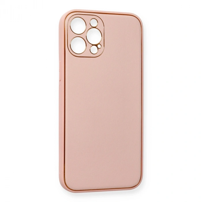 Apple İphone 12 Pro Max Kılıf Coco Deri Silikon Kapak - Pembe
