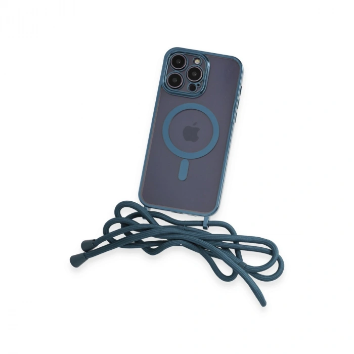 Apple İphone 12 Pro Max Kılıf Divo Lazer Askılı Magsafe Kapak - Sierra Blue