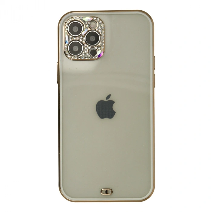 Apple İphone 12 Pro Max Kılıf Liva Taşlı Silikon - Beyaz
