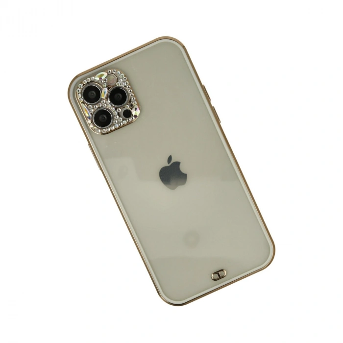 Apple İphone 12 Pro Max Kılıf Liva Taşlı Silikon - Beyaz