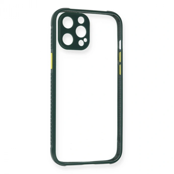 Apple İphone 12 Pro Max Kılıf Miami Şeffaf Silikon - Koyu Yeşil