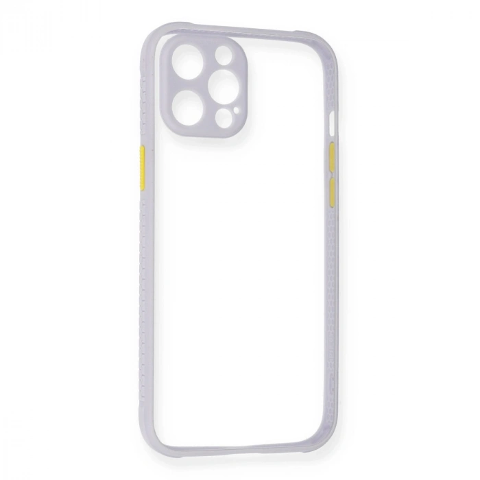 Apple İphone 12 Pro Max Kılıf Miami Şeffaf Silikon - Lila