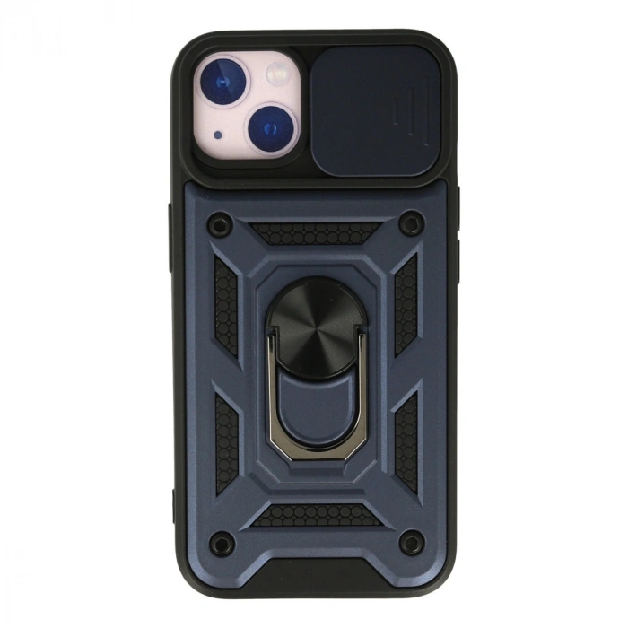 Apple İphone 13 Kılıf Pars Lens Yüzüklü Silikon - Lacivert