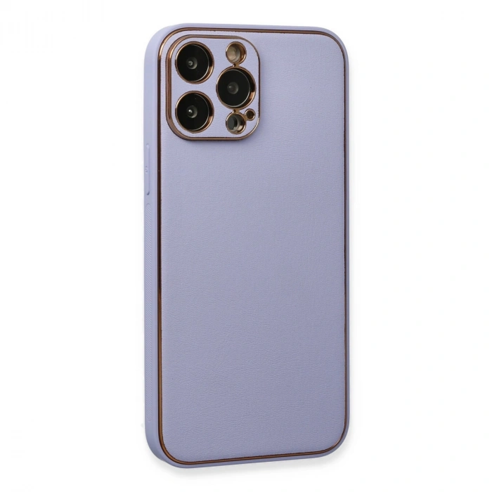 Apple İphone 13 Pro Max Kılıf Coco Deri Silikon Kapak - Açık Lila