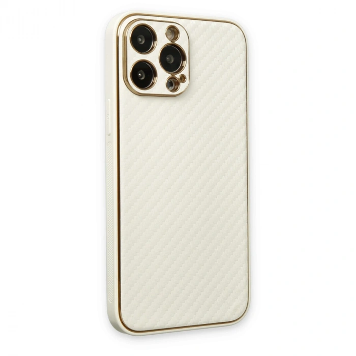 Apple İphone 13 Pro Max Kılıf Coco Karbon Silikon - Beyaz