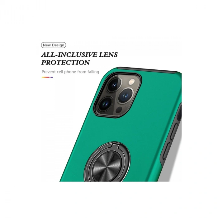 Apple İphone 13 Pro Max Kılıf Elit Yüzüklü Kapak - Yeşil
