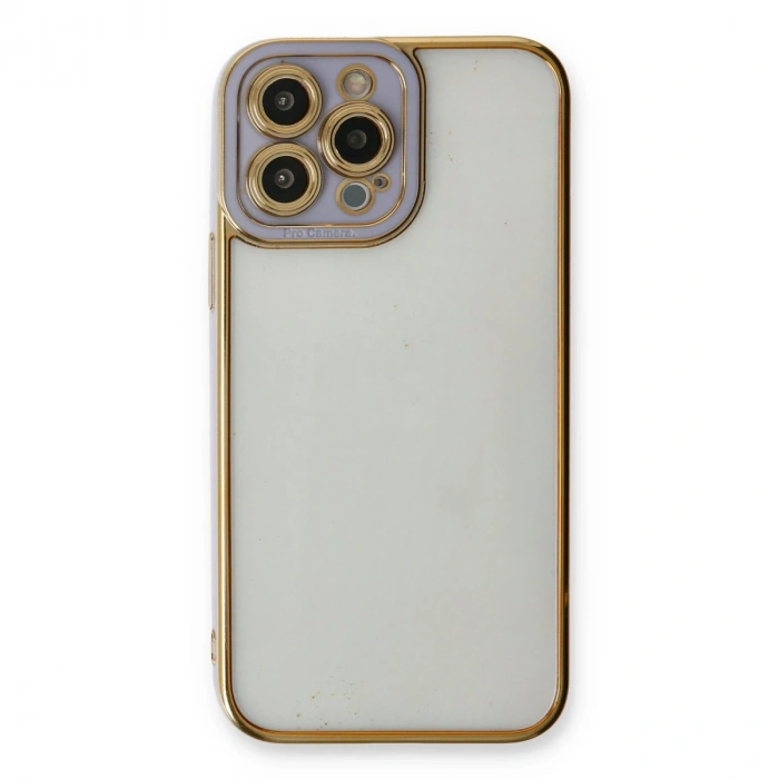 Apple İphone 13 Pro Max Kılıf Liva Lens Silikon - Lila