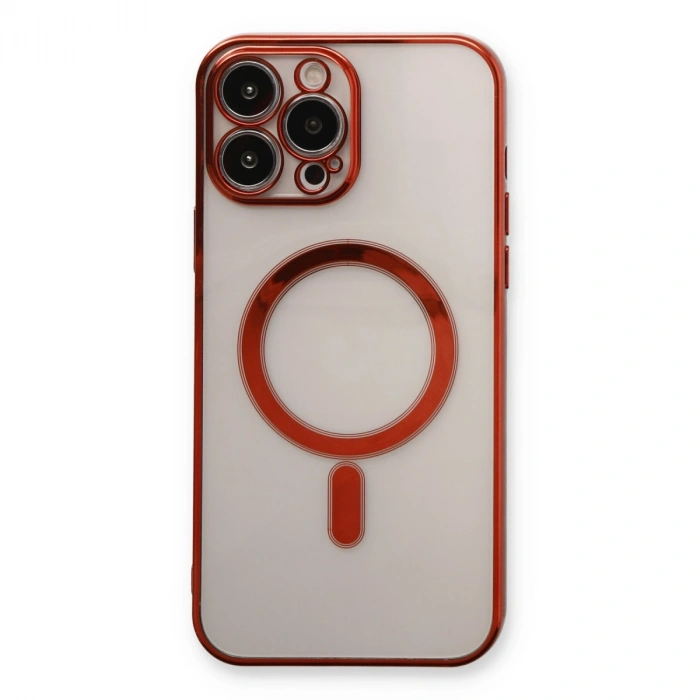 Apple İphone 13 Pro Max Kılıf Magneticsafe Lazer Silikon - Kırmızı