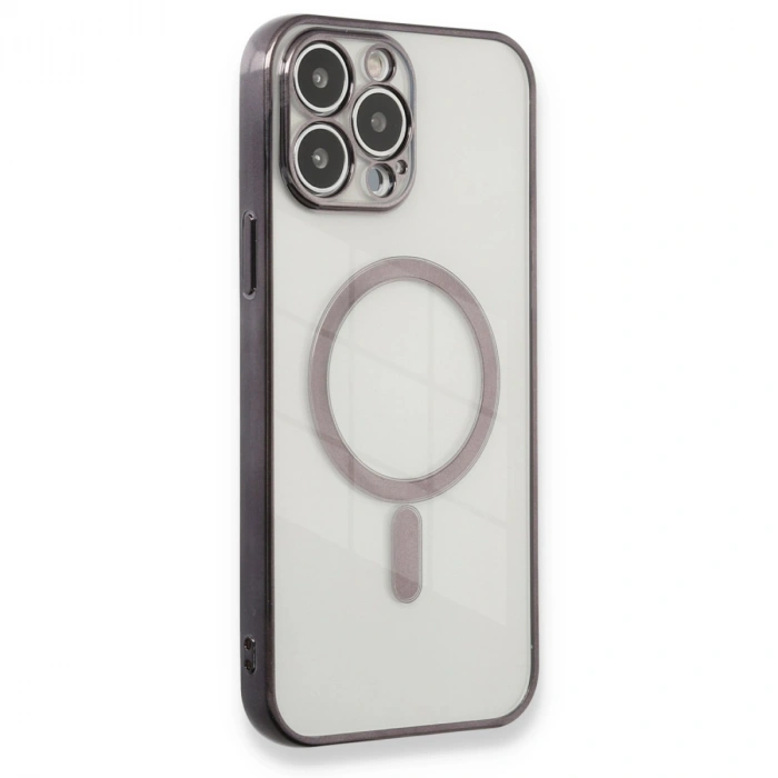 Apple İphone 13 Pro Max Kılıf Magneticsafe Lazer Silikon - Siyah